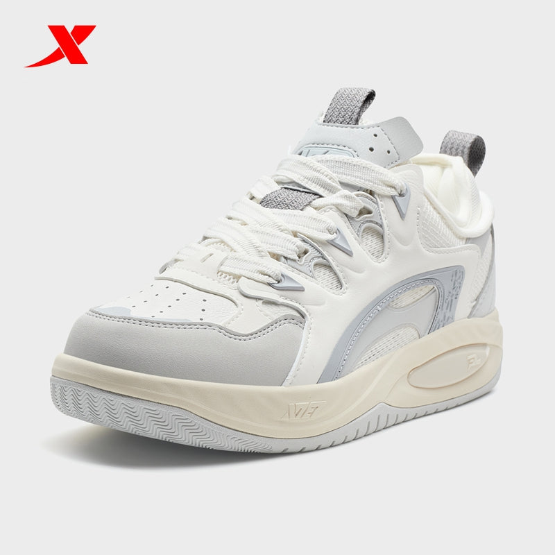 XTEP Women's Skateboarding Shoes Canvas White/Moon Grey/Dawn Grey 310006-14