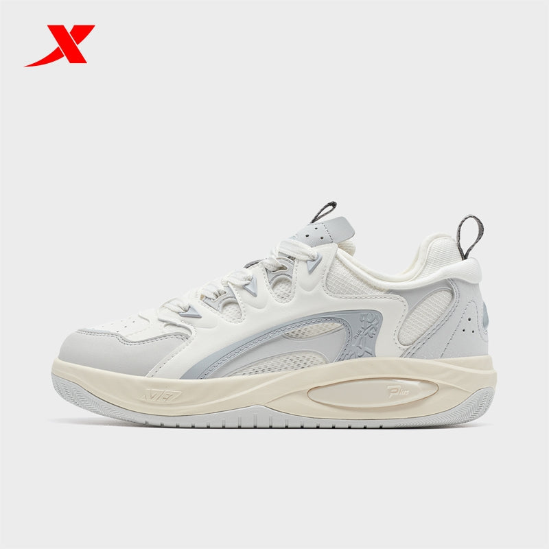 XTEP Women's Skateboarding Shoes Canvas White/Moon Grey/Dawn Grey 310006-14