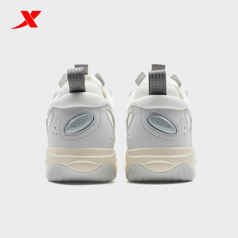 XTEP Women's Skateboarding Shoes Canvas White/Moon Grey/Dawn Grey 310006-14