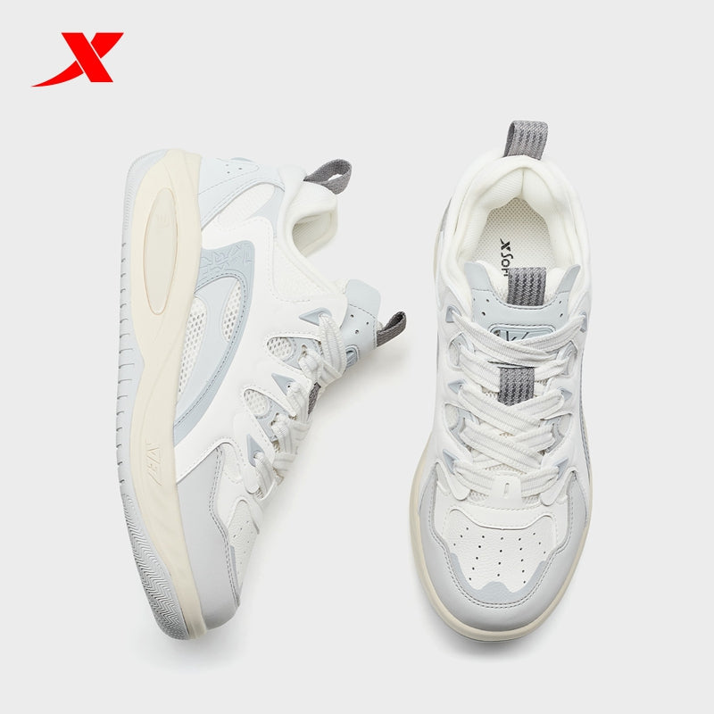 XTEP Women's Skateboarding Shoes Canvas White/Moon Grey/Dawn Grey 310006-14
