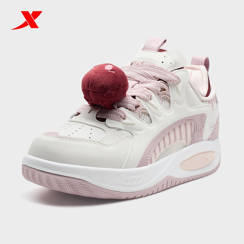 XTEP Women's Skateboarding Shoes Canvas White/Polar Pink/Red 310006-15