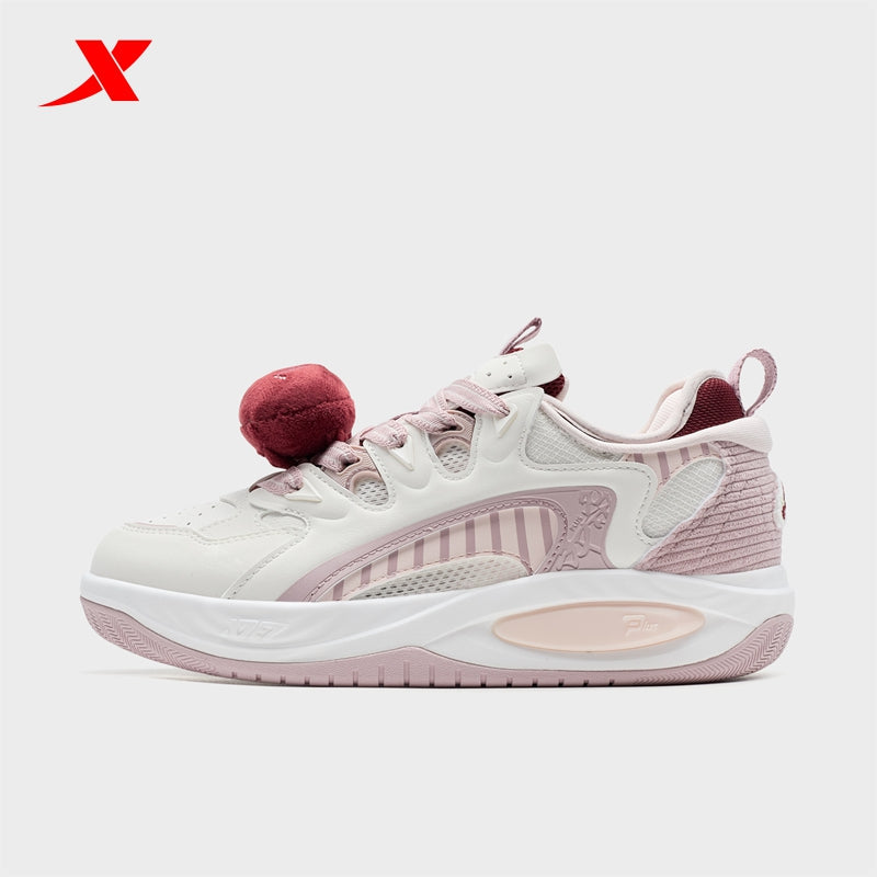 XTEP Women's Skateboarding Shoes Canvas White/Polar Pink/Red 310006-15