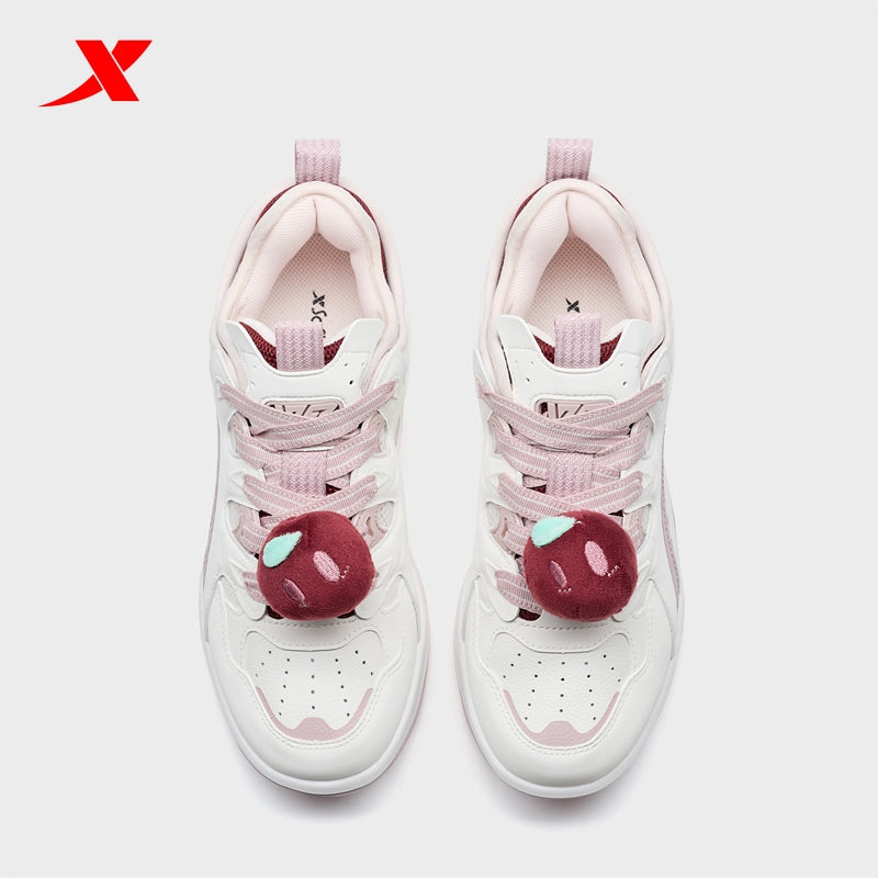 XTEP Women's Skateboarding Shoes Canvas White/Polar Pink/Red 310006-15