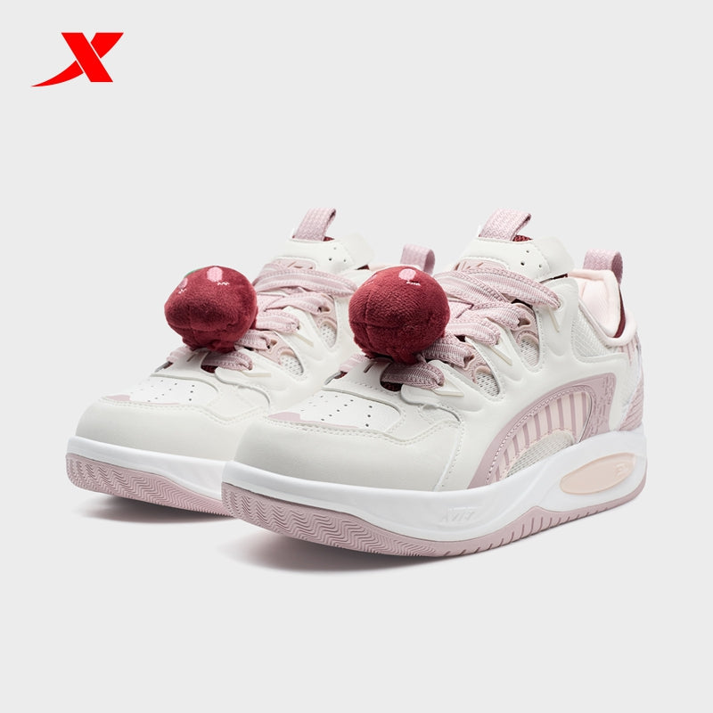 XTEP Women's Skateboarding Shoes Canvas White/Polar Pink/Red 310006-15