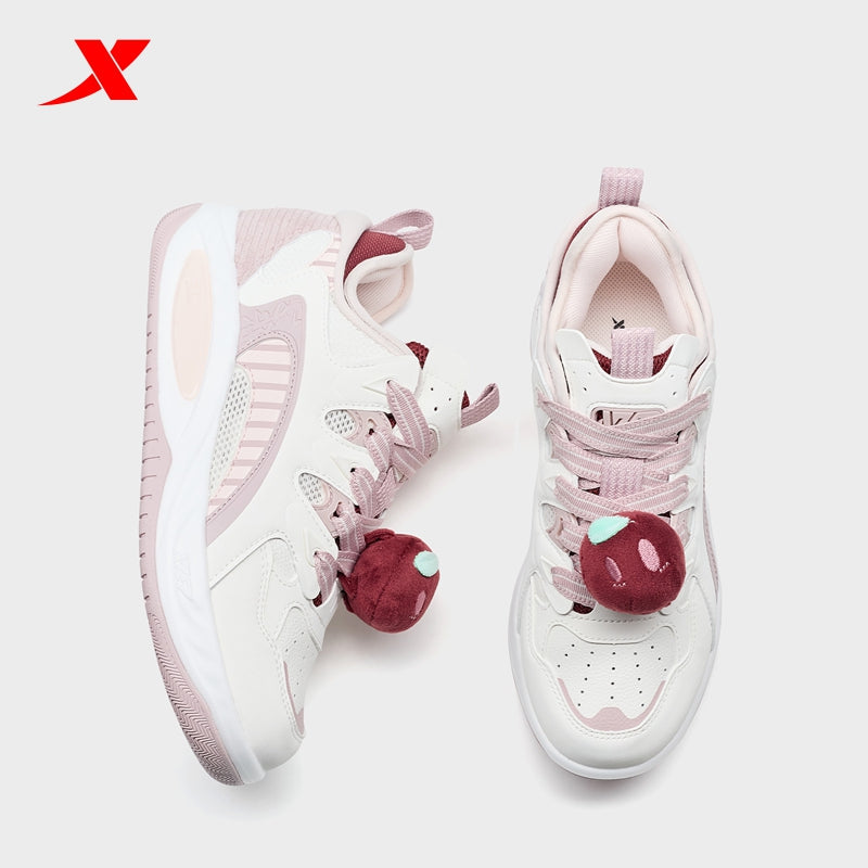 XTEP Women's Skateboarding Shoes Canvas White/Polar Pink/Red 310006-15