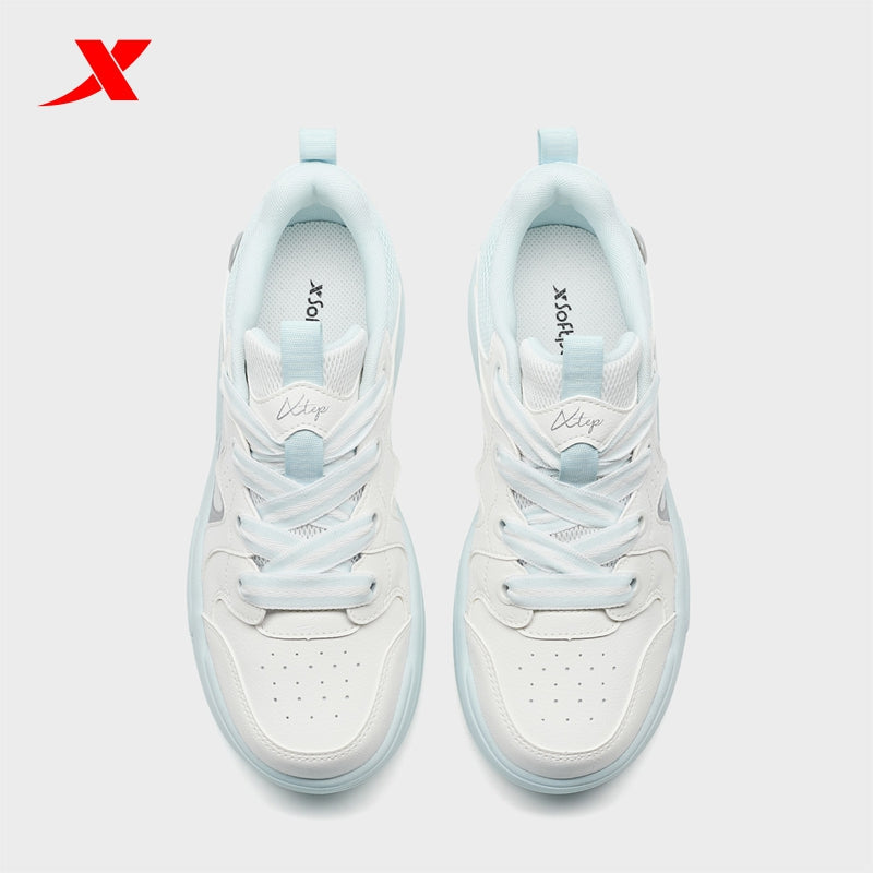 XTEP Women's Skateboarding Shoes Canvas White/Moonstone Blue/Silver 310014-3