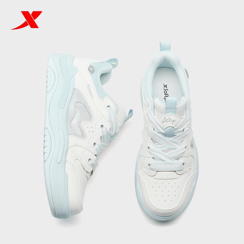 XTEP Women's Skateboarding Shoes Canvas White/Moonstone Blue/Silver 310014-3