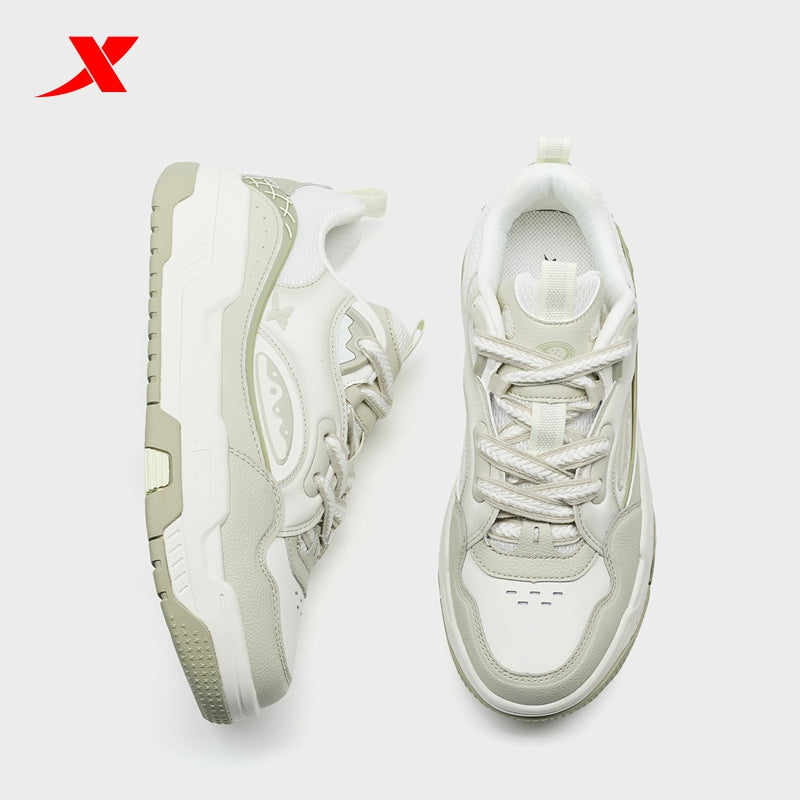 XTEP Women's Skateboarding Shoes Canvas White/Grey/Faint Grey 310028-4